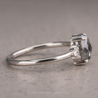 1.53 Carat Salt and Pepper Oval Diamond Engagement Ring, Zoe Setting, 14K White Gold