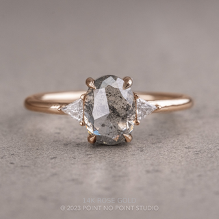1.35 Carat Salt and Pepper Oval Diamond Engagement Ring, Zoe Setting