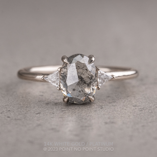 1.35 Carat Salt and Pepper Oval Diamond Engagement Ring, Zoe Setting