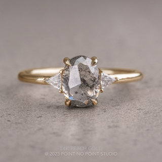 1.35 Carat Salt and Pepper Oval Diamond Engagement Ring, Zoe Setting