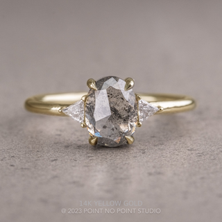 1.35 Carat Salt and Pepper Oval Diamond Engagement Ring, Zoe Setting
