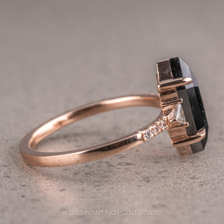 1.94 Carat Black Hexagon Diamond Engagement Ring, Eliza Setting, 14K Rose Gold