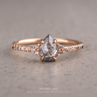 1.14 Carat Salt and Pepper Pear Diamond Engagement Ring, Ombre Quincy Setting