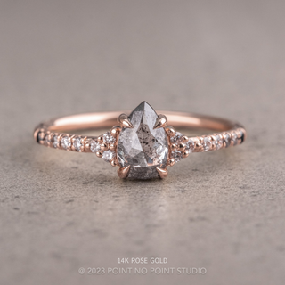 1.14 Carat Salt and Pepper Pear Diamond Engagement Ring, Ombre Quincy Setting