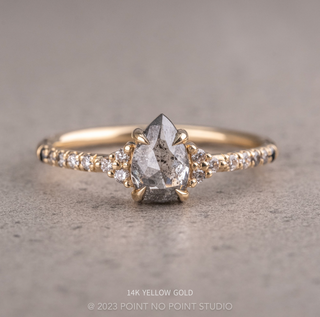 1.14 Carat Salt and Pepper Pear Diamond Engagement Ring, Ombre Quincy Setting