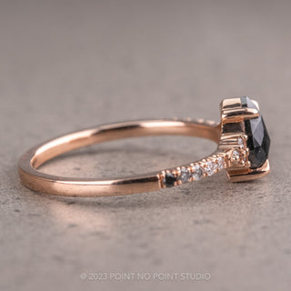 1.04 Carat Black Speckled Pear Diamond Engagement Ring, Quincy Setting, 14K Rose Gold