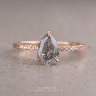 1.65 Carat Salt and Pepper Pear Diamond Engagement Ring, Juliette Setting