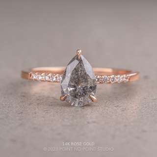 1.65 Carat Salt and Pepper Pear Diamond Engagement Ring, Juliette Setting