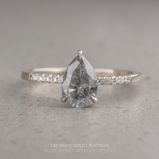 1.65 Carat Salt and Pepper Pear Diamond Engagement Ring, Juliette Setting