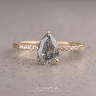 1.65 Carat Salt and Pepper Pear Diamond Engagement Ring, Juliette Setting