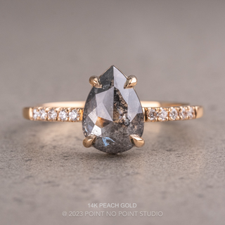 2.51 Carat Salt and Pepper Pear Diamond Engagement Ring, Jules Setting