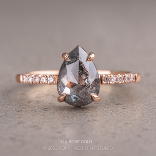 2.51 Carat Salt and Pepper Pear Diamond Engagement Ring, Jules Setting
