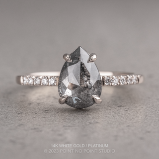 2.51 Carat Salt and Pepper Pear Diamond Engagement Ring, Jules Setting