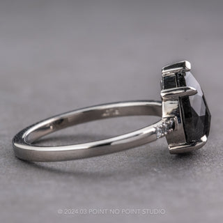 2.80 Carat Black Pear Diamond Engagement Ring, Ombre Jules Setting, Platinum