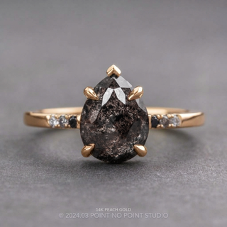 2.87 Carat Black Pear Diamond Engagement Ring, Ombre Sirena Setting