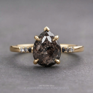 2.87 Carat Black Pear Diamond Engagement Ring, Ombre Sirena Setting