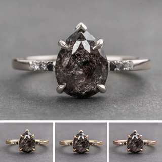 2.87 Carat Black Pear Diamond Engagement Ring, Ombre Sirena Setting