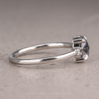 1.06 Carat Salt and Pepper Oval Diamond Engagement Ring, Zoe Setting, Platinum
