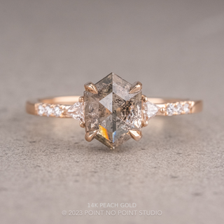 1.66 Carat Salt and Pepper Hexagon Diamond Engagement Ring, Eliza Setting