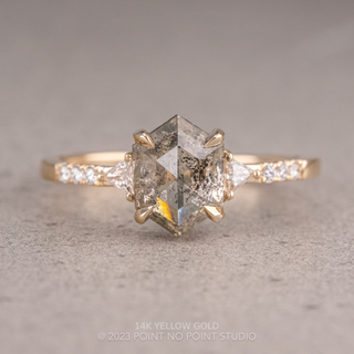 1.66 Carat Salt and Pepper Hexagon Diamond Engagement Ring, Eliza Setting