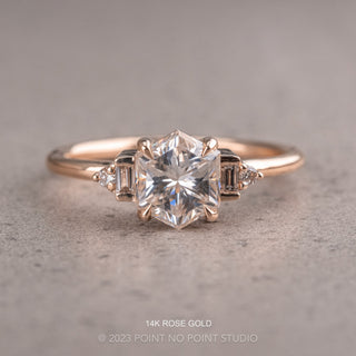 1.56 Carat Hexagon Moissanite Engagement Ring, Betty Setting