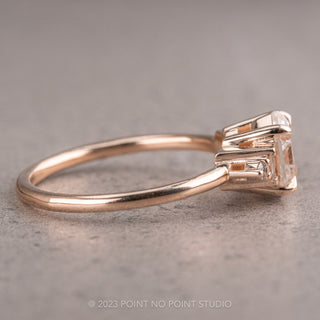 1.56 Carat Hexagon Moissanite Engagement Ring, Betty Setting, 14K Rose Gold