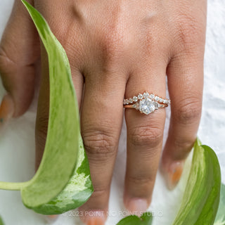 1.56 Carat Hexagon Moissanite Engagement Ring, Betty Setting, 14K Rose Gold