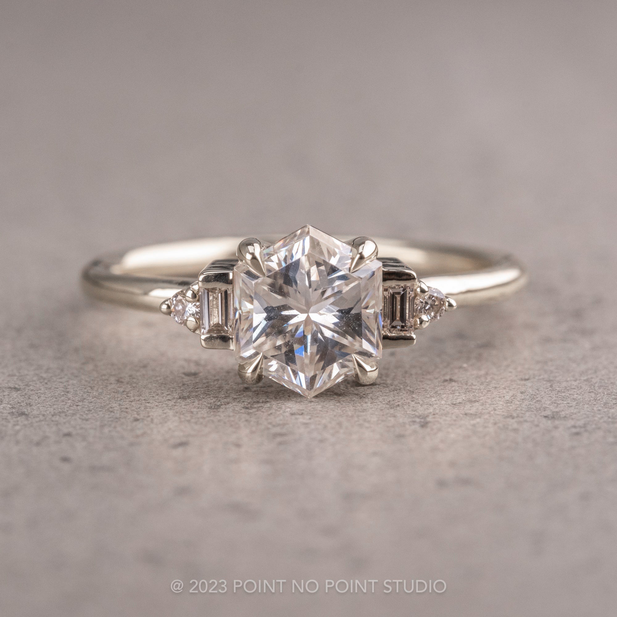 Moissanite Engagement Ring, Point No Point Studio
