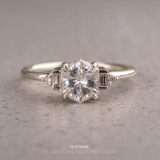 1.56 Carat Hexagon Moissanite Engagement Ring, Betty Setting