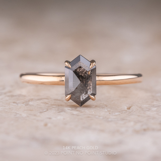 .84 Carat Black Hexagon Diamond Engagement Ring, Jane Setting