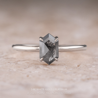 .84 Carat Black Hexagon Diamond Engagement Ring, Jane Setting