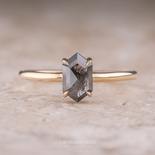 .84 Carat Black Hexagon Diamond Engagement Ring, Jane Setting