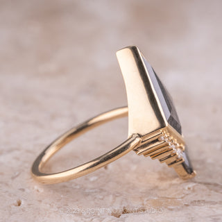 2.43 Carat Black Kite Diamond Engagement Ring, Bezel Ava Setting, 14K Yellow Gold