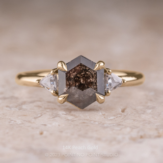 1.63 Carat Black Hexagon Diamond Engagement Ring, Zoe Setting