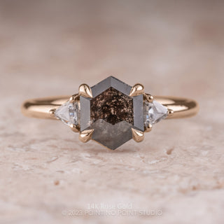 1.63 Carat Black Hexagon Diamond Engagement Ring, Zoe Setting