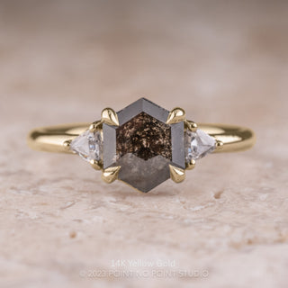 1.63 Carat Black Hexagon Diamond Engagement Ring, Zoe Setting