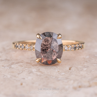 3.10 Carat Black Salt and Pepper Oval Diamond Engagement Ring, Ombre Jules Setting