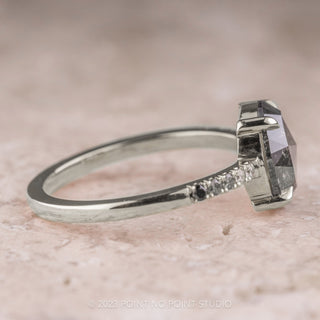 1.58 Carat Black Speckled Oval Diamond Engagement Ring, Ombre Jules Setting, 14K White Gold