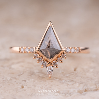 1.22 Carat Black Kite Diamond Engagement Ring, Bezel Avaline Setting