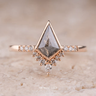 1.22 Carat Black Kite Diamond Engagement Ring, Bezel Avaline Setting