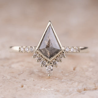 1.22 Carat Black Kite Diamond Engagement Ring, Bezel Avaline Setting