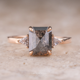1.72 Carat Salt and Pepper Emerald Cut Diamond Engagement Ring, Zoe Setting