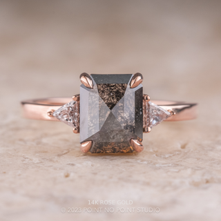 1.72 Carat Salt and Pepper Emerald Cut Diamond Engagement Ring, Zoe Setting