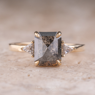 1.72 Carat Salt and Pepper Emerald Cut Diamond Engagement Ring, Zoe Setting