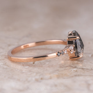 1.13 Carat Black Pear Diamond Engagement Ring, Eliza Setting, 14K Rose Gold