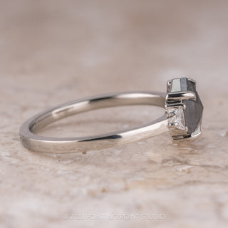 1.11 Carat Black Hexagon Diamond Engagement Ring, Zoe Setting, 14K White Gold