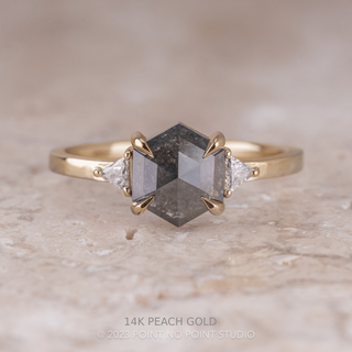 1.59 Carat Black Hexagon Diamond Engagement Ring, Zoe Setting