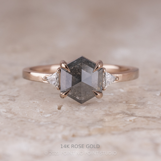 1.59 Carat Black Hexagon Diamond Engagement Ring, Zoe Setting