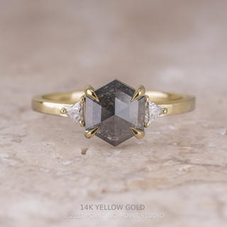 1.59 Carat Black Hexagon Diamond Engagement Ring, Zoe Setting