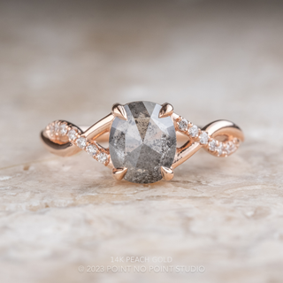 1.93 Carat Salt and Pepper Oval Diamond Engagement Ring, Wisteria Setting